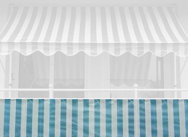 Balkonbespannung Standard blau-weiß Höhe 75 cm Konfigurator