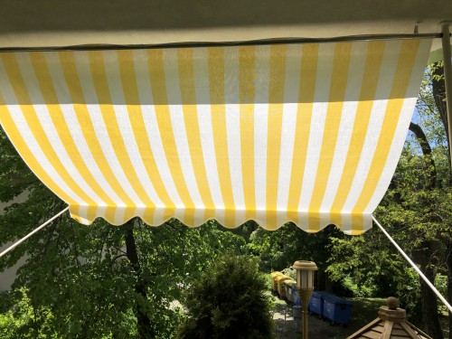 Klemmmarkise Design Gelb-Weiss